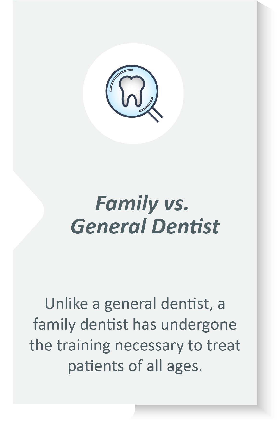 Family dentist infographic: Unlike a general dentist, a family dentist has undergone the training necessary to treat patients of all ages.